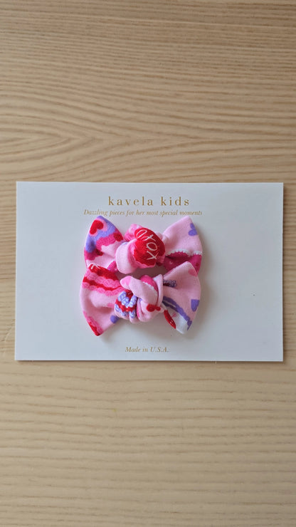 Xoxo pigguies |Knotted pigtail set bows | Nylon Headband Bow