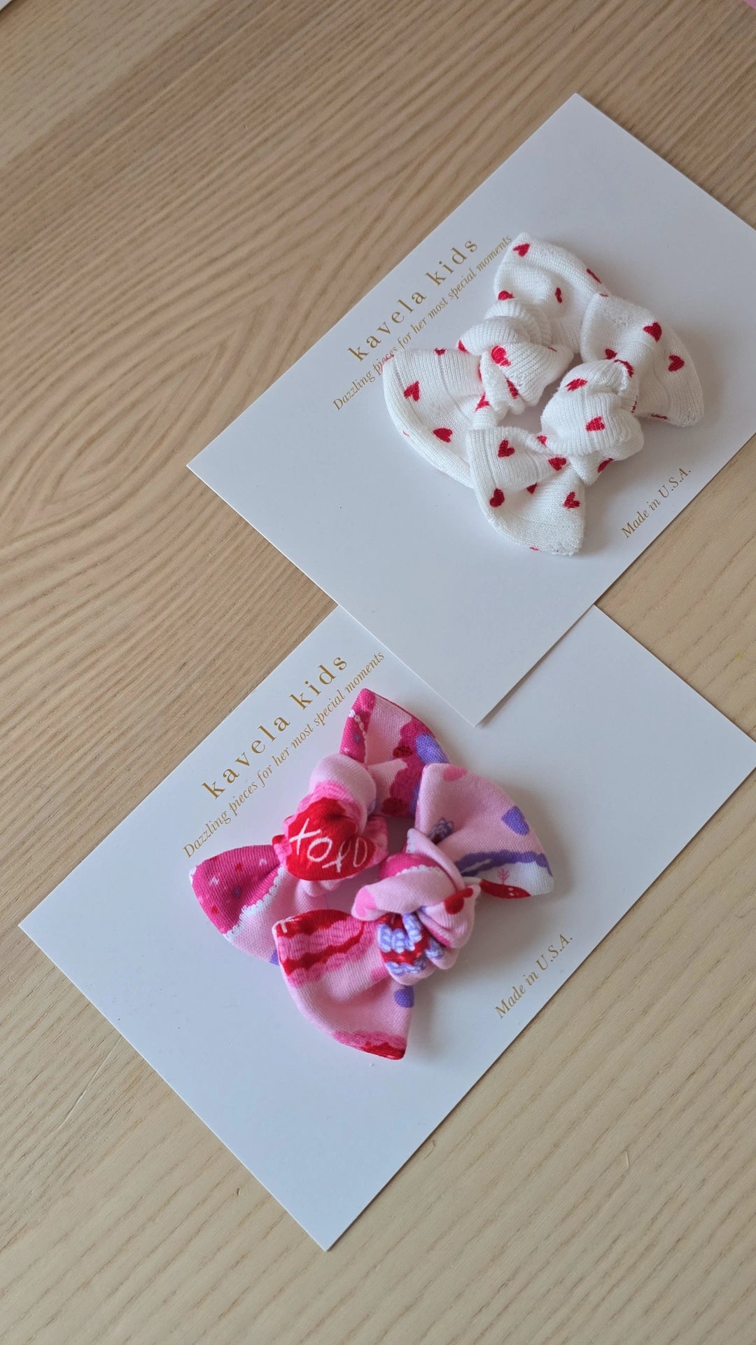 Xoxo pigguies |Knotted pigtail set bows | Nylon Headband Bow