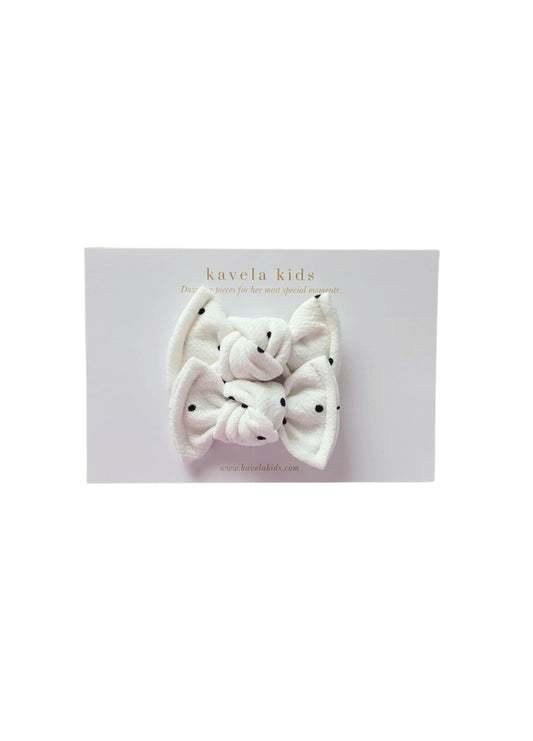 white & black dots | Pigtail set